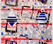 John Phillip Abbott, Salad Days, 2012. Acrylic, spray paint, and ballpoint pen on unprimed canvas, 72 x 60 in