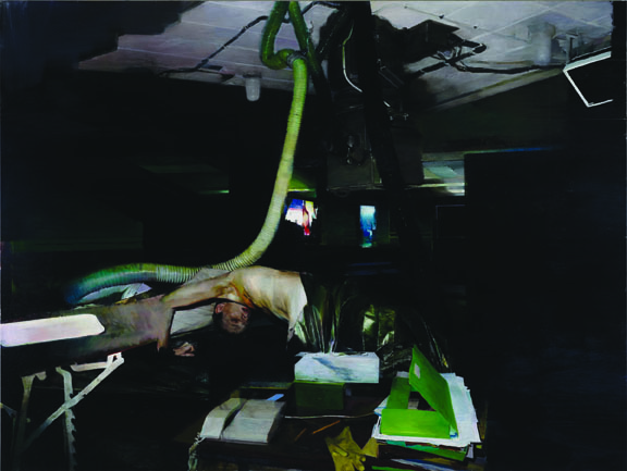 Justin Mortimer, Bureau, 2011. Oil on canvas, 184 x 224 cm. AmC Collezione Coppola, Italy. Photo Anna Anca.
