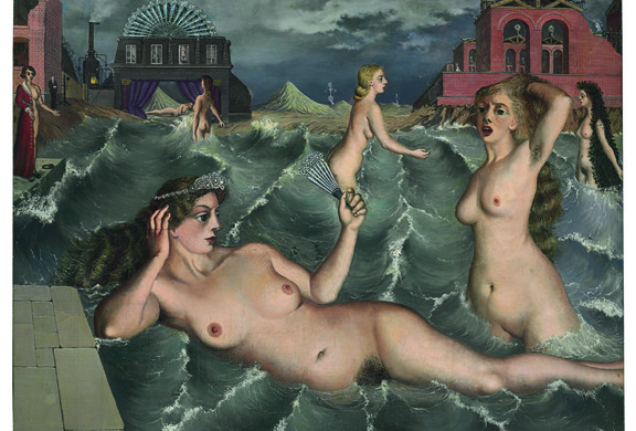 Paul Delvaux, Les Nymphes se baignant, 1938. Oil on canvas, 129.8 by 149.5 cm