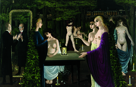 Paul Delvaux, Le Sabbat, Oil on canvas, 160 by 260 cm, 1962, Private Collectionry