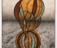 Michael Brown, Prototype V, 2013. Graphite, ink, steel, and copper on paper.47 x 1.5 x 59.5 in. Image courtesy of Mike Weiss Gallery.
