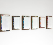 Andrew Dadson, White-Re-stretch (6 parts), 2013. Oil on linen, dimensions variable. Image courtesy of Galleria Franco Noero.