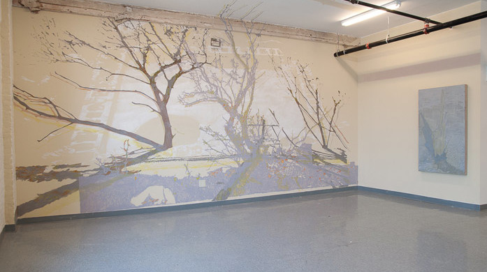 Greg Lindquist, Thanatopsis Revisited (Island, Sanctuary, The Physical World), 2011. Site specific installation and work on canvas.