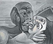 Pablo Picasso, "The Kiss (Le baiser) Mas Notre-Dame-de-Vie, Mougins," 1969. Oil on canvas, 97.2 × 130.2 cm. Koons Collection. Copyright 2012 Estate of Pablo Picasso/Artists Rights Society (ARS), New York. Photo: David Heald.