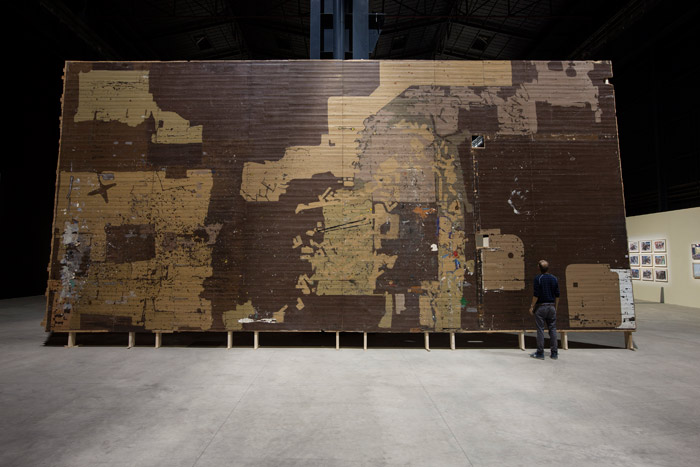 Dieter Roth / Björn Roth The Floor I ,1973-1992 Found object; wood, paint 227 1/8 x 474 3/8 x 4 3/4 in. Installation view, Art Cologne, Cologne, Germany, 2012 Photo: Jens Kirchner Courtesy the artist and Hauser & Wirth.