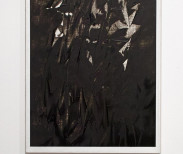 Michael Brennan, Grey Razor Painting (Dark Crackle), 2013. Oil and wax on linen. 20 x 16 inches. Image courtesy of Minus Space.