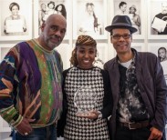 Chanel Kennebrew, NYC25 prize winner (center), with NYC25 creators and Curate NYC executive producers, Danny Simmons Jr. (left) and Brian Tate (right). Photo credit: Ed Marshall.