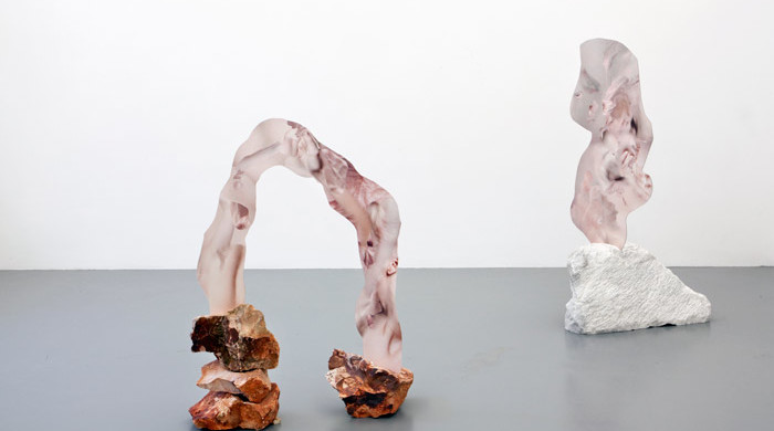 Rachel de Joode, Sculpted Human Skin in Rock I and II, 2014. Installation view courtesy of the artist.