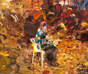Adrian Ghenie, Charles Dawin at the age of 75, 2014. Oil on canvas, 200 x 270 cm. Image courtesy of Pace Gallery London.