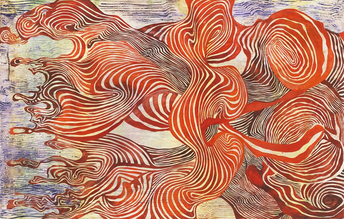 Mara Held, Perattu, 2011. Egg tempera on fiberglass panel, 15 1/2 x 24 3/8 in. Image courtesy of Imogen Holloway Gallery.