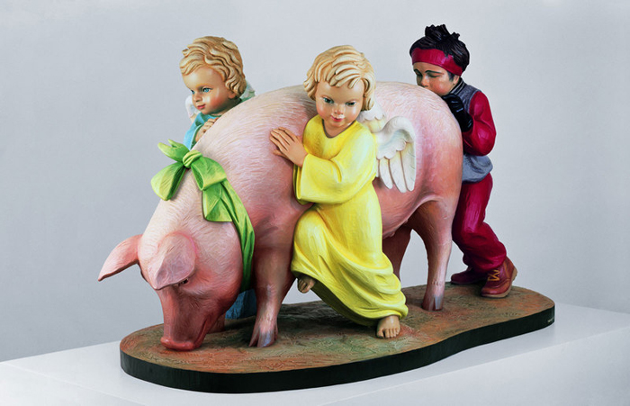 Jeff Koons, Ushering in Banality, 1988. Polychromed wood, 38 × 62 × 30 in. Private Collection. Courtesy of Jeff Koons.