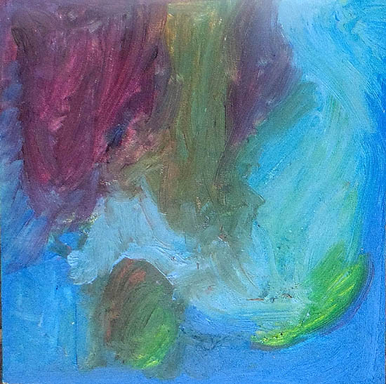 Banker, Blue-Lady, 15x15 inches, oil on canvas, 2014