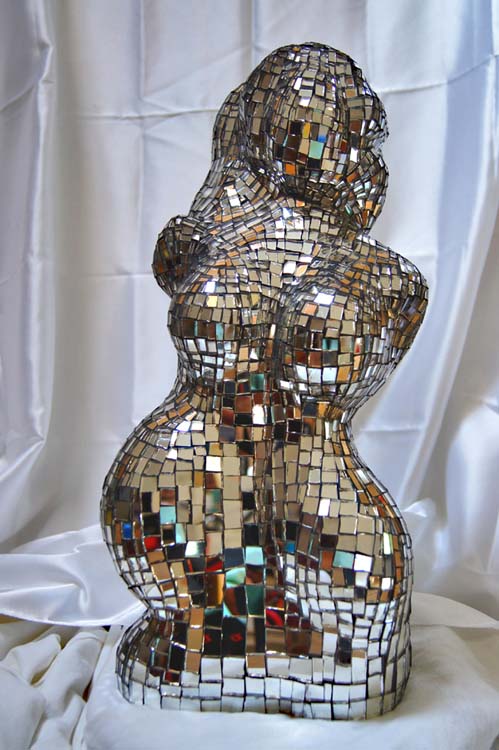 Artist: Manuella Muerner Marioni Title: Courtesy of Jadelynn Medium: Mixed-Media Sculpture (Mirror Sculpture) Size: 20.5 x 8.65 x 12.5 inches (Height x Width x Depth) Year: 2013