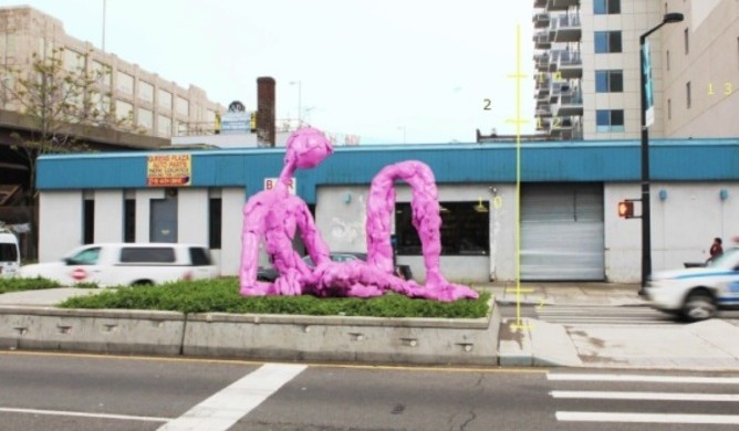 A rendering of how Ohad Meromi’s sculpture would appear along Jackson Avenue. LIC Post