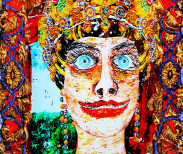 The Gift Of God, (Empress Hagios Theodora - Byzantium), 2015, acrylic, gold leaf, mixed media with LCD screen and video, leaf, mixed media with LCD screen and video. 24 x 16 inches
