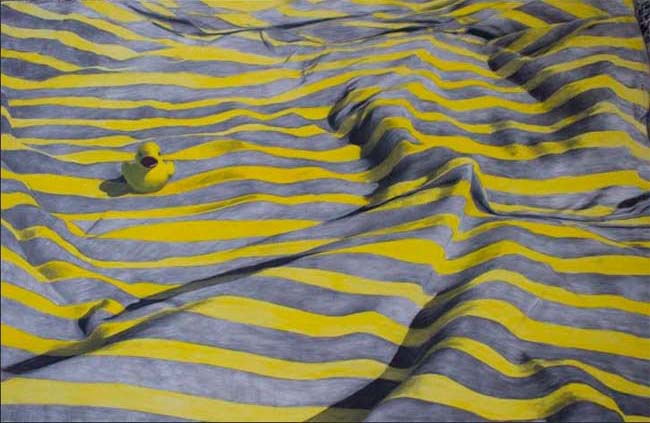Yellow, acrylic and charcoal on canvas, 90×140