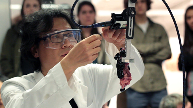 The Inaugural Performance of Doo-Sung Yoo's Leech Project at the Opening Reception of the 'BioPresence' Exhibition Hopkins Hall Gallery, Columbus, Ohio December 9th 2015