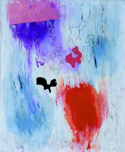 Carlos Mérida. Angelitos de la serie Cielo de Texas, ca. 1936 Óleo sobre tela 61 x50 cm (sin marco) 97.7 x 87 x 6.5 cm (con marco) Museo de Arte Moderno, INBA