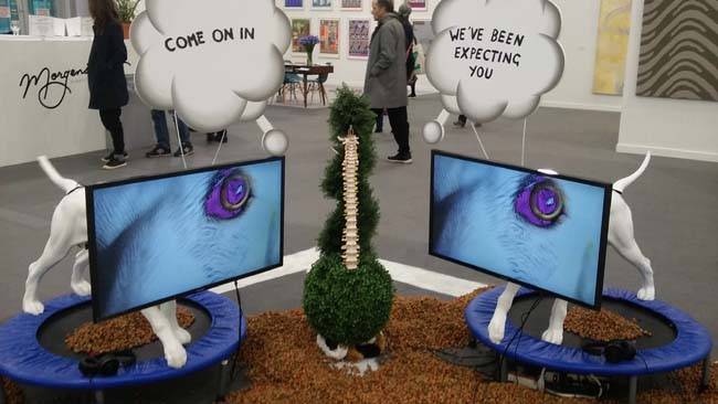 Heather Phillipson, “COME ON IN, WE'VE BEEN EXPECTING YOU", installation view. Frieze New York 2016. Photo: J. Gora