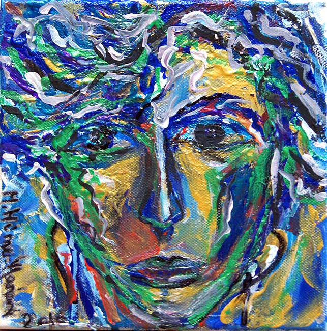 Sad Bowie Medium: Acrylic on Canvas Size: 20 x 20 cm / 7.90 x 7.90 inches (Height x Width) Year: 2016