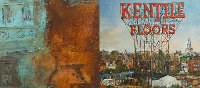 Image caption from left: 1. Jerzy Kubina, Zamosc, 2012. 16″x16″m mixed media, .2, Stanislaw Mlodozeniec, Brooklyn, Oil on canvas, 2016.