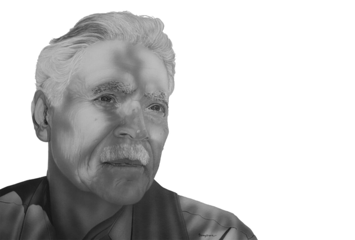 Sitter: Anaya, Rudolfo Alfonso (born 30 Oct 1937) Artist: Enriquez, Gaspar (born 1942) 2016 Acrylic on paper Frame: 94.3 × 124.9 × 6.4cm (37 1/8 × 49 3/16 × 2 1/2") NPG.2016.100