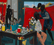 Kerry James Marshall (American, b. 1955). Untitled (Studio), 2014. The Metropolitan Museum of Art, New York, Purchase, The Jacques and Natasha Gelman Foundation Gift, Acquisitions Fund and The Metropolitan Museum of Art Multicultural Audience Development Initiative Gift, 2015 (2015.366) | Kerry James Marshall. De Style, 1993. Los Angeles County Museum of Art, purchased with funds provided by Ruth and Jacob Bloom
